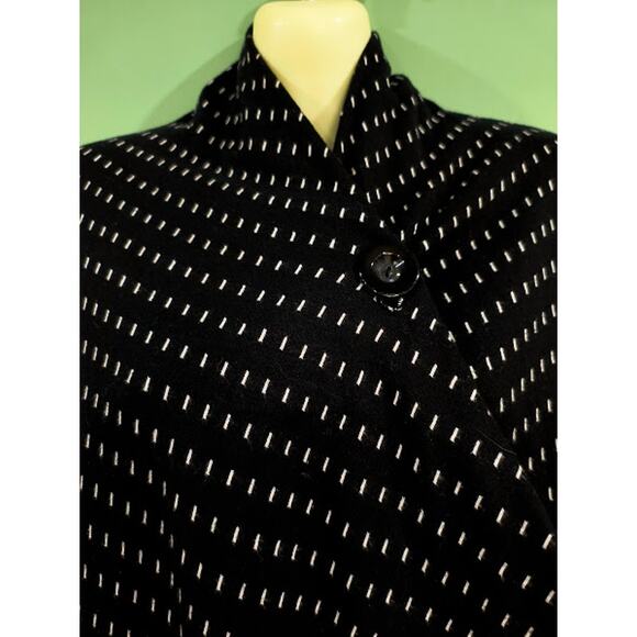 Bobeau Black & White One Button Wrap Cascade Front Jacket, Size S - Picture 2 of 4